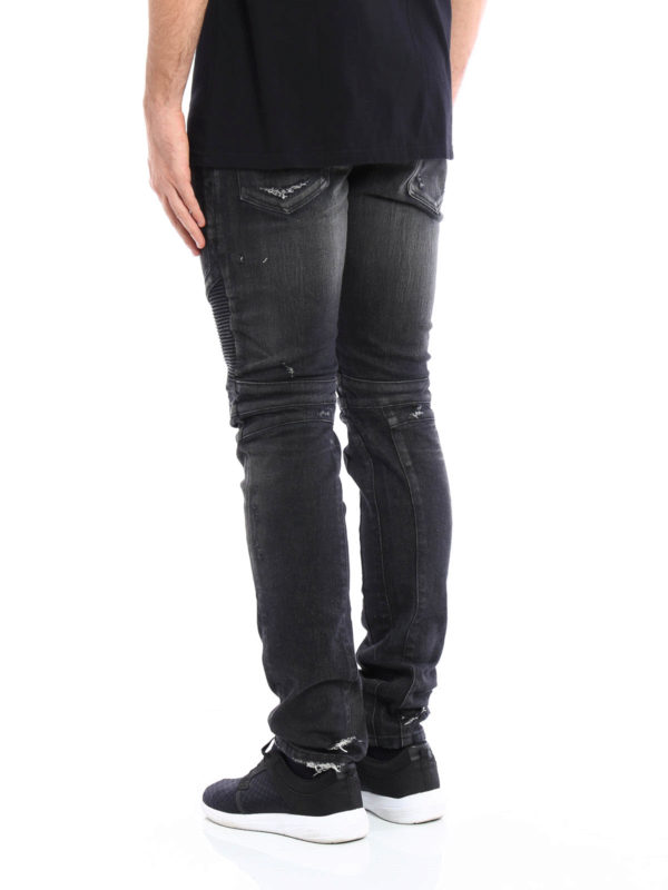 iKRIX Balmain: スキニージーンズ - Ripped biker jeans