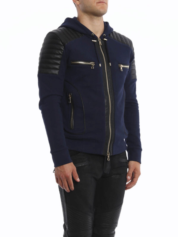 iKRIX Balmain: Sweatshirts & Sweaters - Hoodie with leather inserts