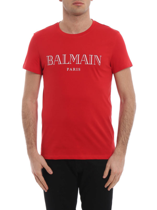 iKRIX Balmain: t-shirts - Balmain logo print red T-shirt