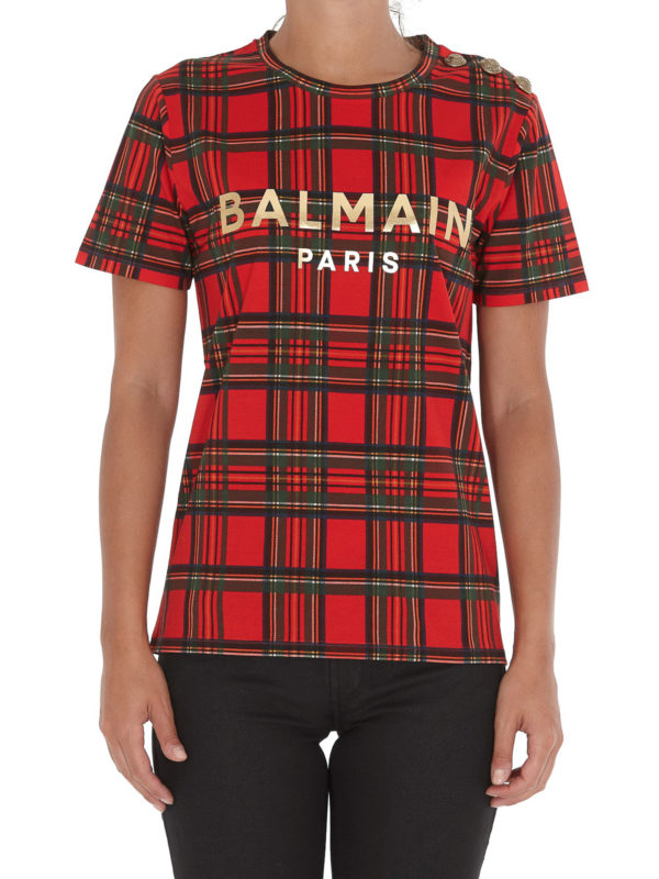 iKRIX Balmain: t-shirts - Tartan patterned T-shirt