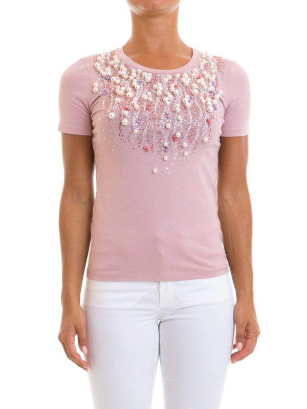 iKRIX BLUMARINE: t-shirts - Cotton T-shirt with pearls