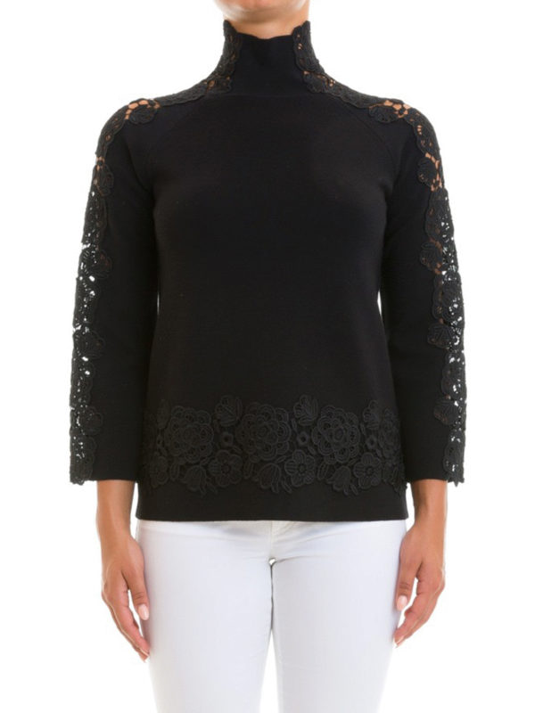 iKRIX BLUMARINE: Turtlenecks & Polo necks - Black wool and lace sweater