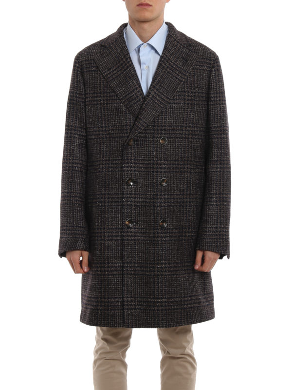 iKRIX BOGLIOLI: knee length coats - Double-breasted checked wool coat