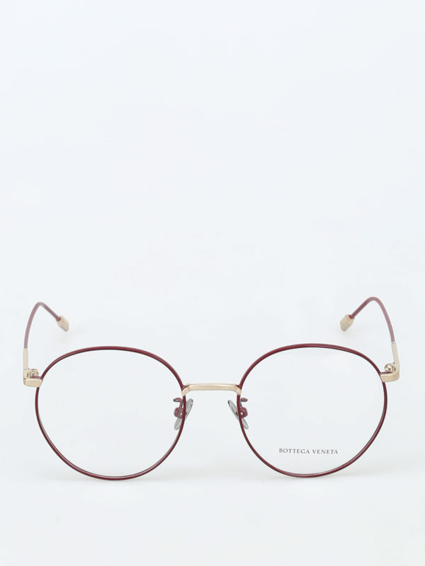 iKRIX BOTTEGA VENETA: Glasses - Super thin dark red frame round lens glasses