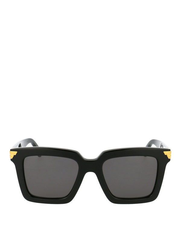 iKRIX BOTTEGA VENETA: sunglasses - Gold-tone insert black squared sunglasses