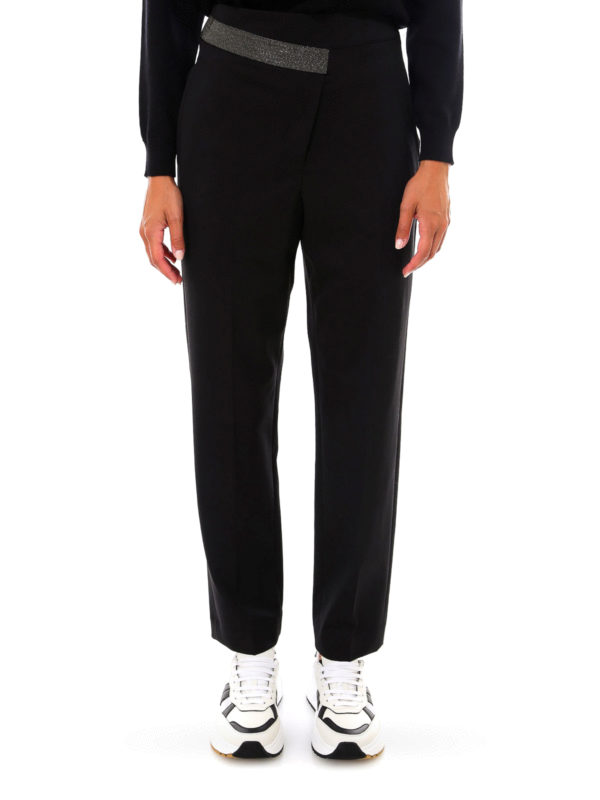 iKRIX BRUNELLO CUCINELLI: casual trousers - Monili detailed wool pants