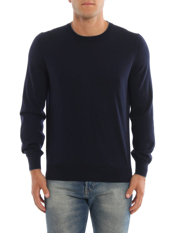 iKRIX BRUNELLO CUCINELLI: Strickpullover mit Rundhalsausschnitt - Rundhalspullover - Dunkelblau