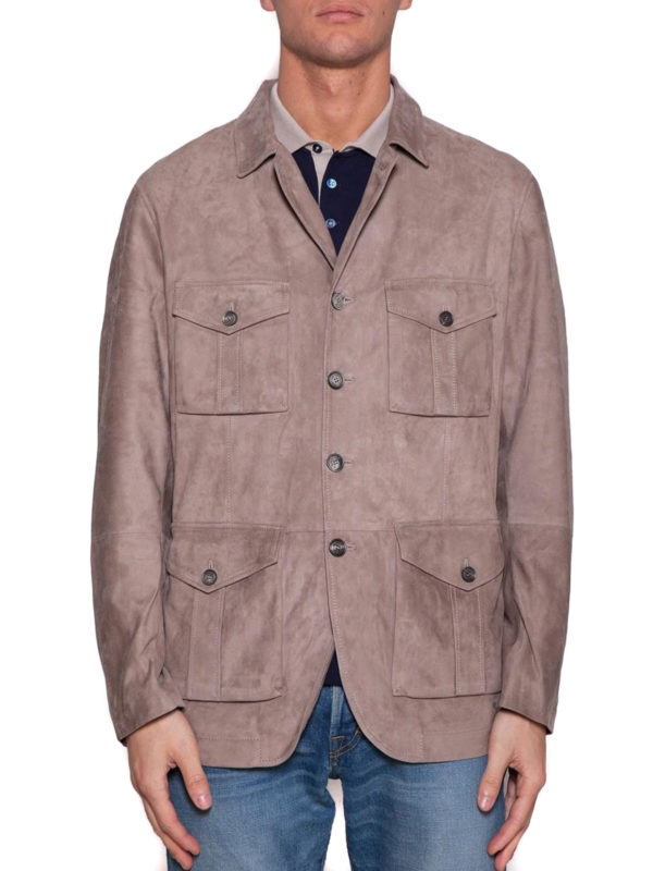Brunello Cucinelli Beige suede safari jacket - Men|MPCLN1322CH483