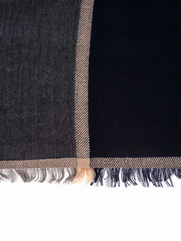 iKRIX BRUNELLO CUCINELLI: scarves - Colorblock Scarf in Blue Marine color