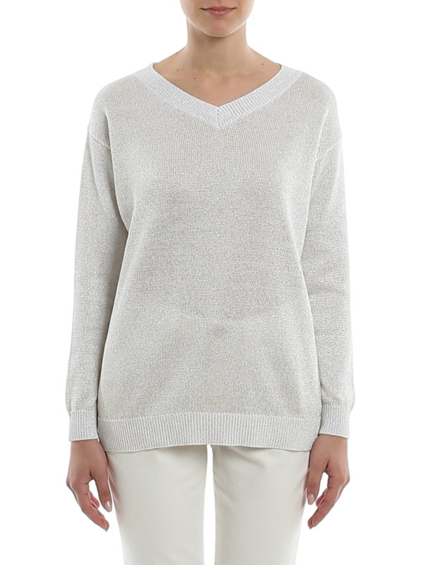 iKRIX BRUNELLO CUCINELLI: Col en V - Pull À Col V - Blanc