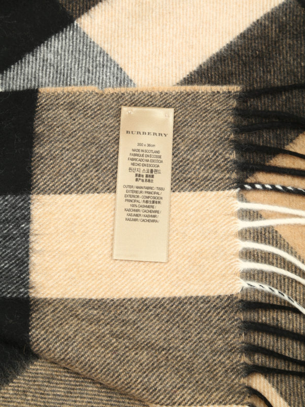 Burberry Mega Check cashmere scarf Beige Men 4031079