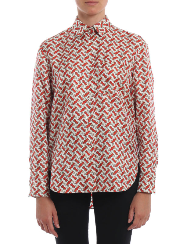 iKRIX BURBERRY: shirts - Godwit monogram print silk shirt