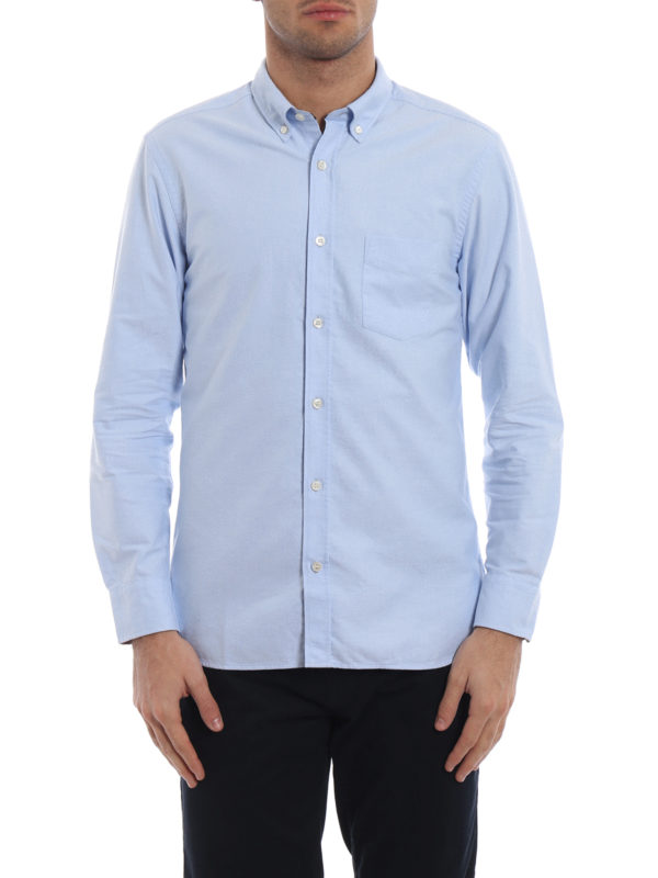 iKRIX BURBERRY: shirts - Light blue Harry shirt with check-faced cuffs