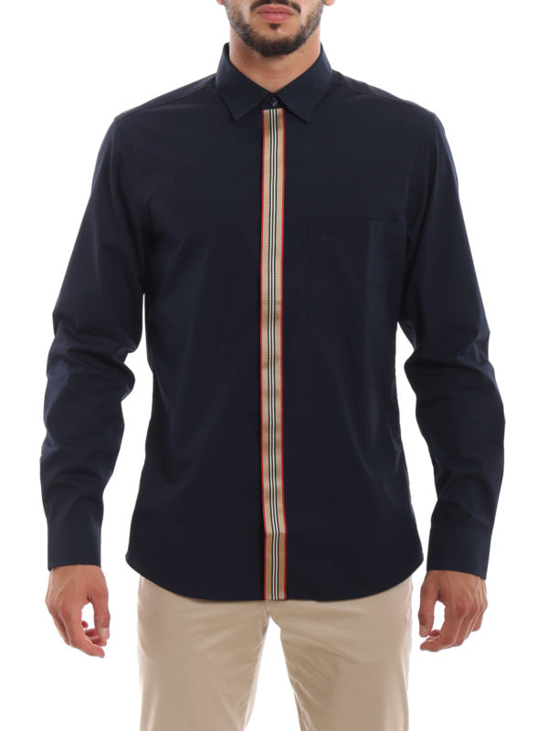 iKRIX BURBERRY: shirts - Silverton navy iconic stripe shirt