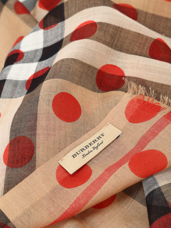 iKRIX BURBERRY: Stoles & Shawls - Dotted Check print gauze shawl