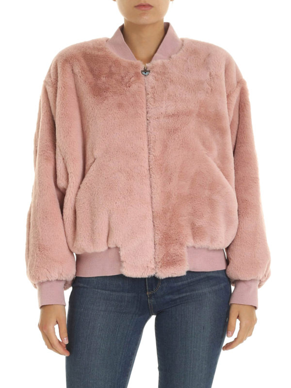 iKRIX CHIARA FERRAGNI: Fur & Shearling Coats - Logomania faux fur bomber jacket