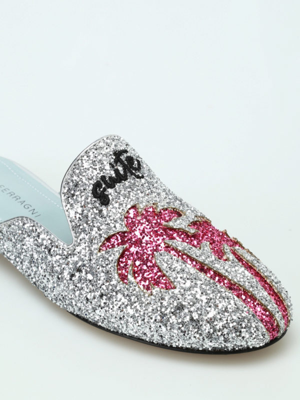 iKRIX CHIARA FERRAGNI: mules shoes - Suite Life silver glitter mules