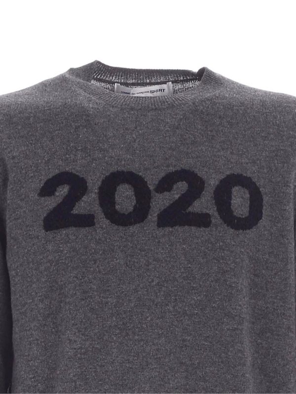 iKRIX COMME DES GARCONS SHIRT: maglia collo rotondo - Pullover grigio con ricamo 2020