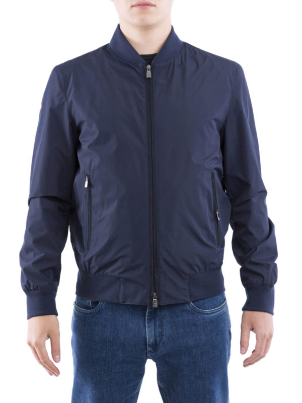 iKRIX CORNELIANI: casual jackets - Blue tech fabric bomber jacket