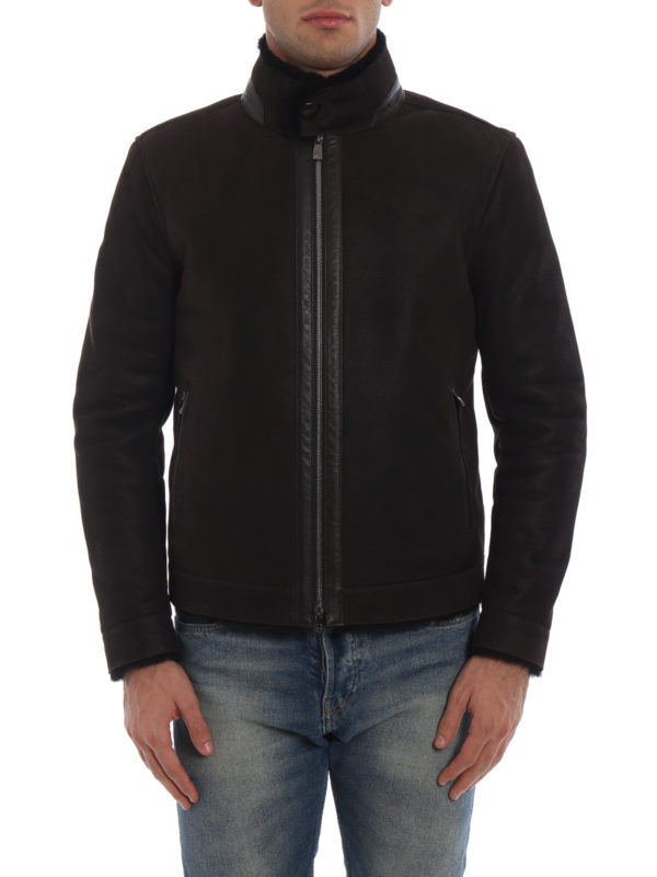 iKRIX CORNELIANI: leather jacket - Textured shearling jacket