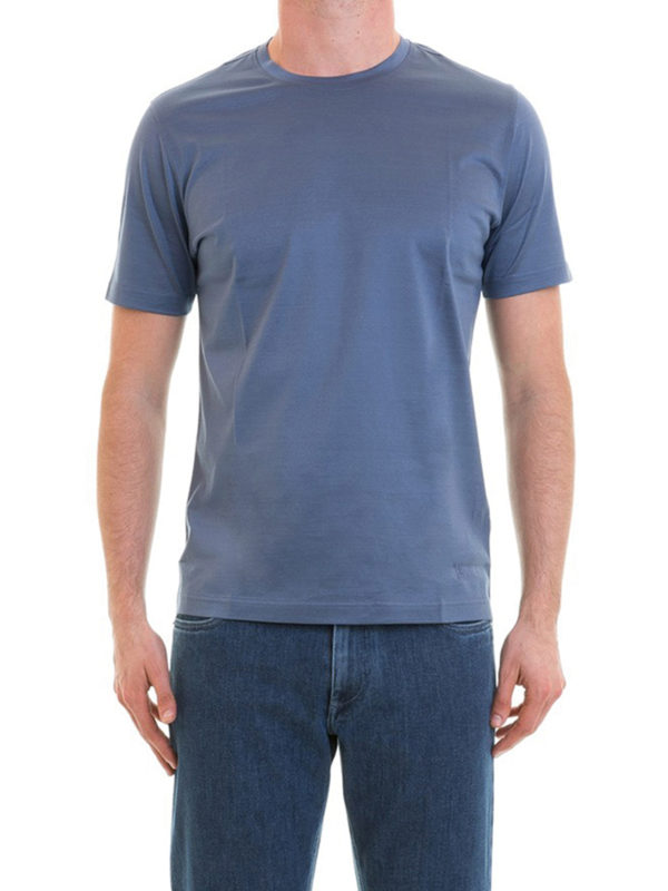 iKRIX CORNELIANI: t-shirts - Solid light blue cotton T-shirt
