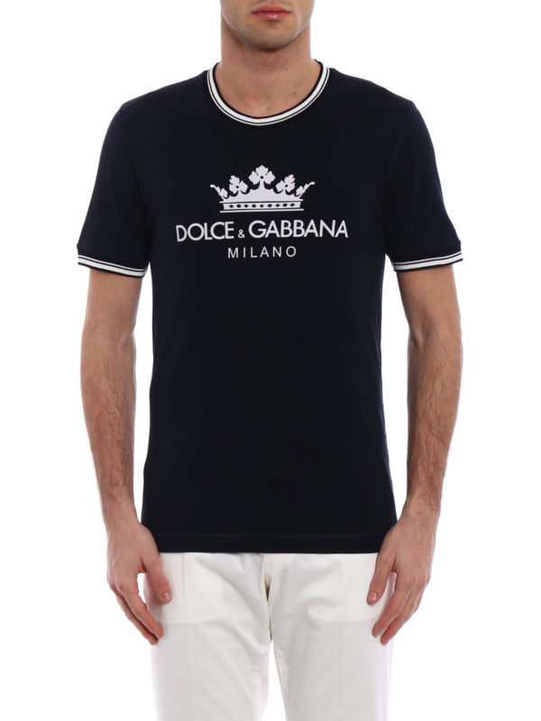 Dolce & Gabbana DG Crown navy cotton T-shirt|G8II3TFU7EQB0065
