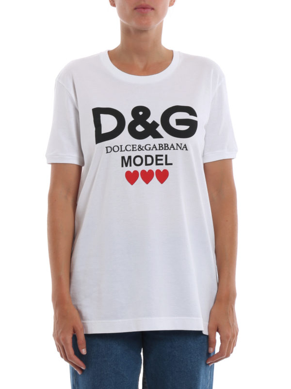 iKRIX DOLCE & GABBANA: t-shirts - D&G Model print white cotton T-shirt