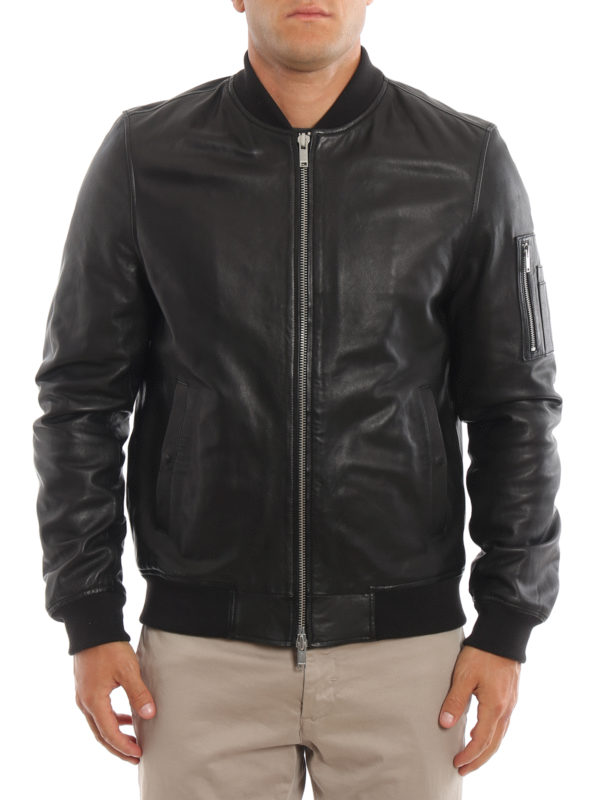 iKRIX DONDUP: leather jacket - Black leather bomber jacket