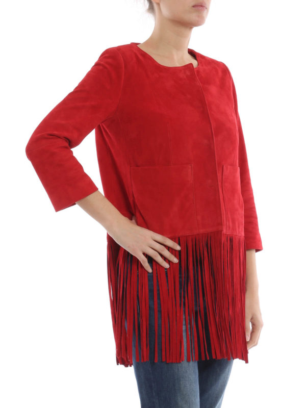 iKRIX DONDUP: leather jacket - Fringed suede jacket