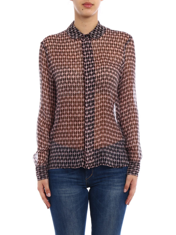 iKRIX DONDUP: shirts - Sheer patterned silk shirt