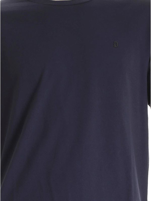 iKRIX DONDUP: t-shirt - T-shirt blu con logo in metallo