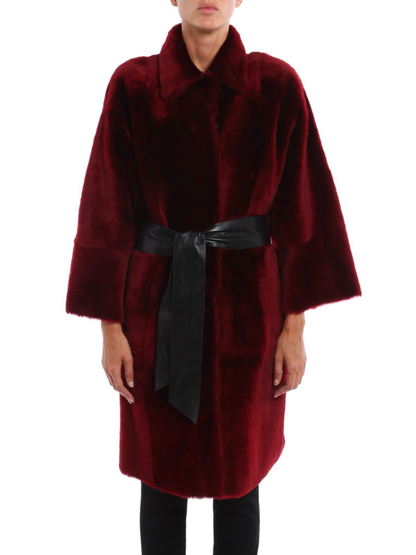 iKRIX Drome: Fur & Shearling Coats - Belted reversible shearling coat