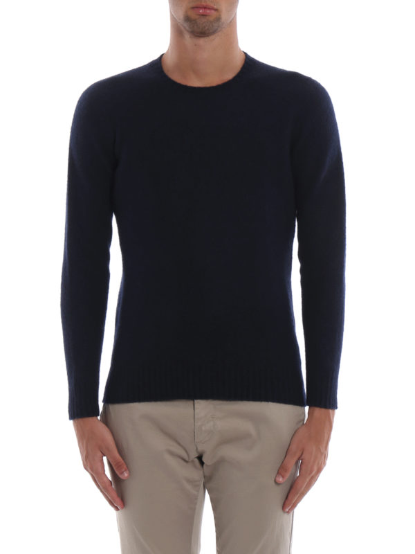 iKRIX DRUMOHR: maglia collo rotondo - Girocollo blu in lambswool garzato