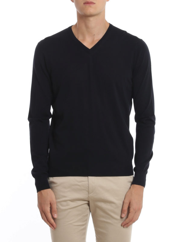 iKRIX DRUMOHR: Strickpullover mit V-Ausschnitt - V-Pullover - Dunkelblau