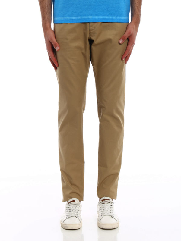 iKRIX DSQUARED2: casual trousers - Beige cotton denim chino trousers
