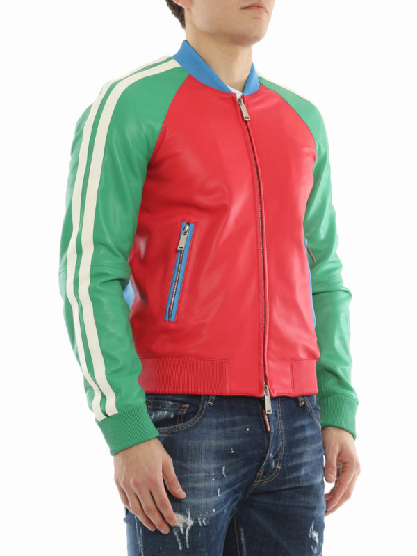 iKRIX DSQUARED2: leather jacket - Colourful bomber jacket