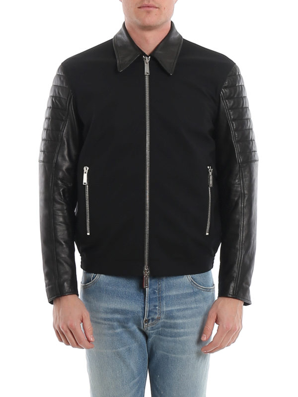 iKRIX DSQUARED2: leather jacket - Leather sleeve stretch wool jacket