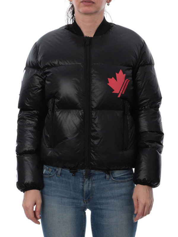 iKRIX DSQUARED2: padded jackets - Logo and maple leaf print puffer jacket