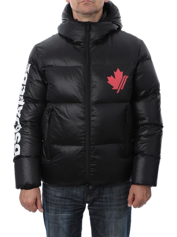 Padded jackets Dsquared2 - Maple leaf and logo print puffer jacket