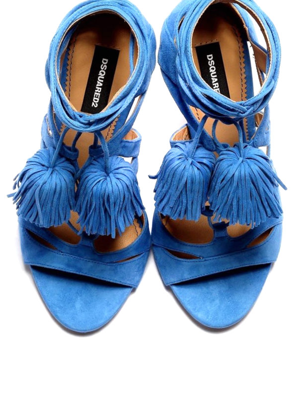 iKRIX DSQUARED2: sandals - Tie Me Up light blue suede sandals