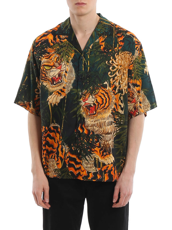 iKRIX DSQUARED2: shirts - Tiger Bamboo printed poplin shirt
