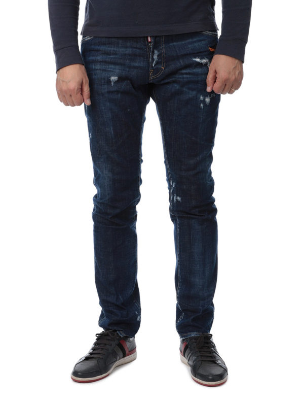 iKRIX DSQUARED2: straight leg jeans - Canoe patch faded jeans