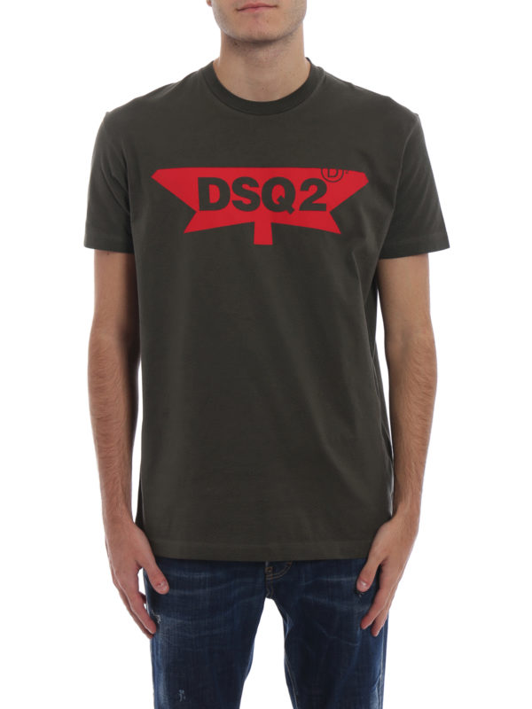 iKRIX DSQUARED2: t-shirts - DSQ2 print army green T-shirt