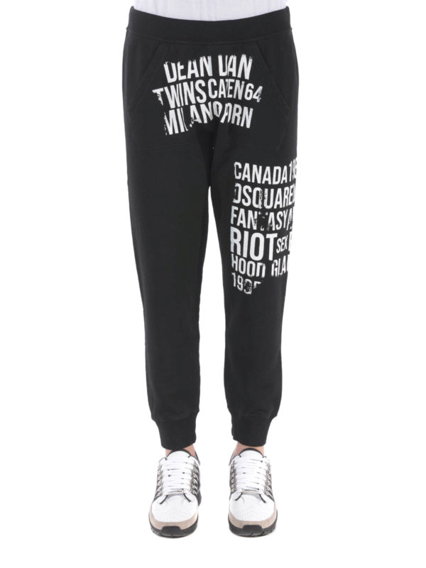 iKRIX DSQUARED2: tracksuit bottoms - Printed black jogging pants