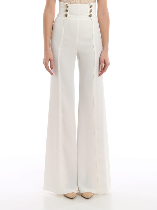 Elisabetta Franchi Pantaloni a vita alta in crêpe con bottoni