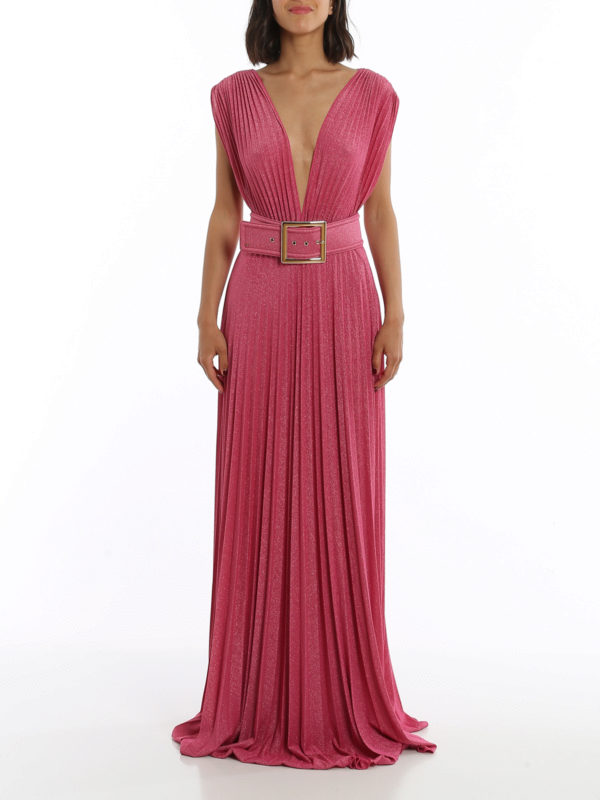 iKRIX ELISABETTA FRANCHI: evening dresses - Laminated jersey maxi dress with side slit