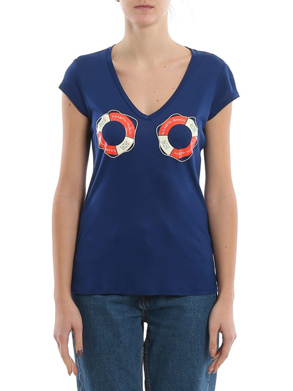iKRIX ELISABETTA FRANCHI: t-shirts - Life preserver printed jersey T-shirt