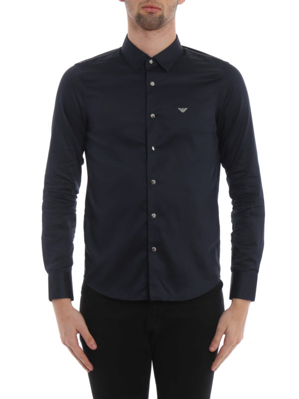 iKRIX EMPORIO ARMANI: shirts - Cotton shirt with mirrored snaps
