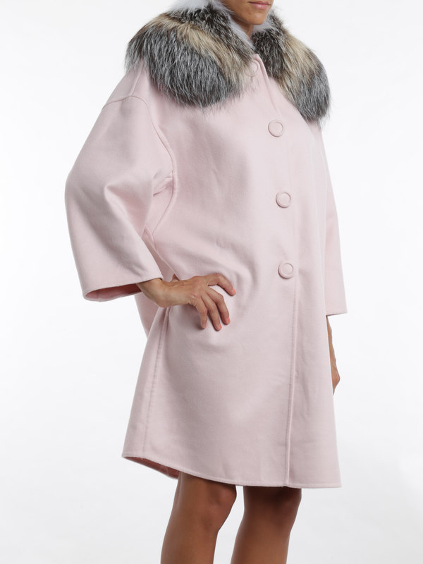 iKRIX ERMANNO SCERVINO: knee length coats - Coat with fox fur collar coat