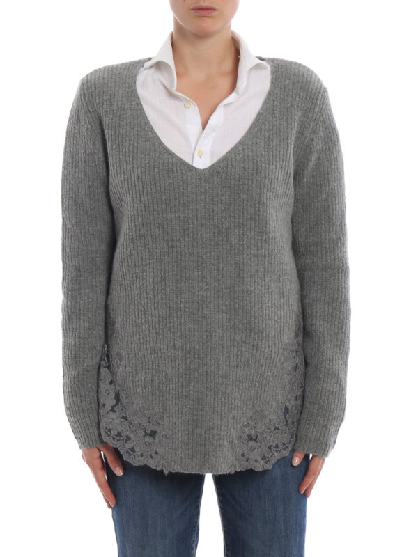 iKRIX ERMANNO SCERVINO: Strickpullover mit V-Ausschnitt - V-Pullover - Grau